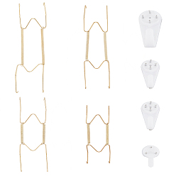 Golden Carbon Steel Plate Spring Hanger Hook, with Plastic Traceless Hanging Hooks, Golden, 24~220x14.5~46x12~35mm