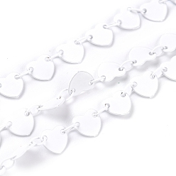 Белый Латунные звенья, окрашенные распылением, с катушкой, пайки, сердце, белые, Сердце: 6x6.5x0.4 mm, ссылка: 4x3x0.5 mm, 32.8 футов (10 м) / рулон