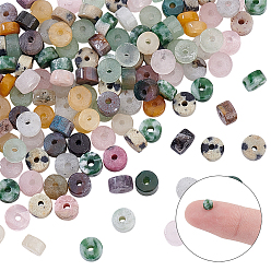 Смешанные камни Природного нефрита нитей бисера, Heishi бусы, Плоский круглый / диск, 4.5x2.5~3.8 мм, отверстие : 0.8 мм, 160 шт / коробка