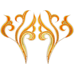 Orange 2Pcs Cloud Clothing Computerized Embroidery Cloth Iron on/Sew on Patches, Costume Accessories, Appliques, Orange, 330x210x1mm