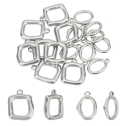 Stainless Steel Color 16pcs 2 Style 304 Stainless Steel Charms, Mixed Shapes, Stainless Steel Color, 8pcs/style