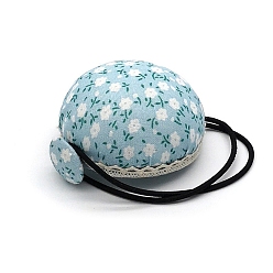 Light Sky Blue Flower Pattern Handmade Needle Pin Cushions, Pincushions for Needlework, Light Sky Blue, 60mm
