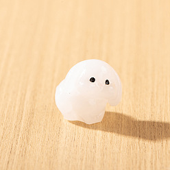 Белый Фигурки кроликов из светящейся смолы, украшения, светится в темноте, Микропейзаж, украшения для рабочего стола в машине, дома, белые, 24x18 мм