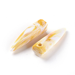 Шампанско-Желтый Акриловые шарики Gemstone имитация, зубообразный, шампанское желтый, 33~33.5x9.5 мм, Отверстие : 2.1 мм , около 290 шт / 500 г