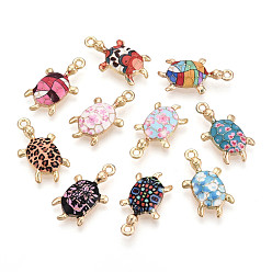 (52) Непрозрачная лаванда Подвески из эмали и сплава, черепаховые чары, стойки покрытие, золотой свет, разноцветные, 24x13.1x3 мм, отверстие : 1.6 мм