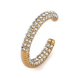 Золотой Ионное покрытие (ip) 304 кольцо из нержавеющей стали со стразами, манжета открытая кольцо для женщин, золотые, 3 мм, регулируемый