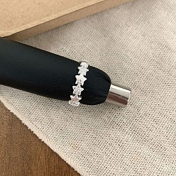 Прозрачный Открытые кольца манжеты из латуни с микропаве и кубическим цирконием, звезда, серебряные, прозрачные, 15~20 мм