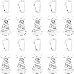 Platinum Aluminum Alloy Hook, with Spring, Fish Bone-Shaped, Camping Accessories, Platinum, 92mm