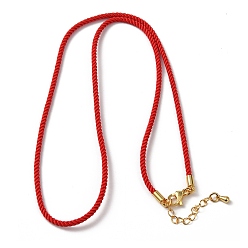 Темно-Красный 2мм круглый нейлоновый миланский шнур для изготовления ожерелья, с латунными выводами и 303 застежками из лобстера из нержавеющей стали, реальный 18 k позолоченный, темно-красный, 18.50~18.70 дюйм (47~47.5 см)