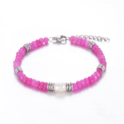 Халцедон Браслет из нержавеющей стали с натуральным камнем для женщин, повседневная одежда, несколько цветов