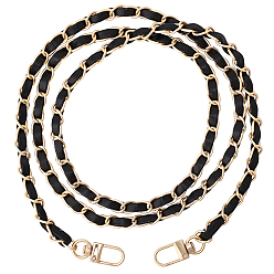 Черный 1Ручки для сумок из искусственной кожи и алюминия, лямки для сумок, чёрные, 1190x8x5 мм