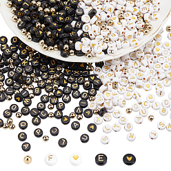 Mixed Color Opaque Acrylic Beads, Metal Enlaced, Horizontal Hole, Mixed Color, 1600pcs/box