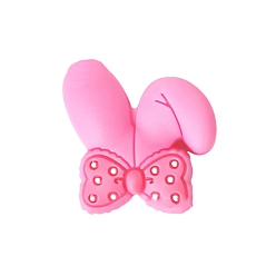 Бледно-Розовый Ухо кролика с бантом, экологически чистые силиконовые фокальные бусины пищевого качества, розовый жемчуг, 26x26 мм