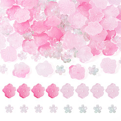 (52) Непрозрачная лаванда 100 шт 4 цвета прозрачные стеклянные бусины, лист и цветок лотоса, спекающийся лак, разноцветные, 12~20x12~19.5x4.5~5 мм, отверстие : 1.2 мм, 25 шт / цвет