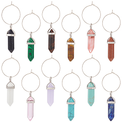 Камень Мириам Набор для самостоятельного изготовления подвесок в виде пули из смешанных драгоценных камней, включает драгоценный камень и стеклянный кулон, латунные бокалы, 36~40x12 мм