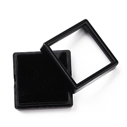 Black Square Plastic Diamond Presentation Boxes, Small Jewelry Show Cases, with Clear Acrylic Windows and Sponge Mat Inside, Black, 4.1x4.1x1.6cm, 7.5mm Deep, Inner Diameter: 35x35mm 