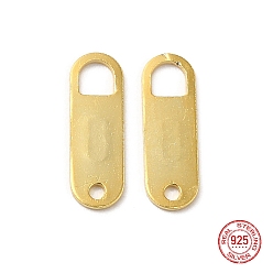 Real 18K Gold Plated 925 Sterling Silver Links, Chain Tabs, with 925 Stamp, Real 18K Gold Plated, 11x3.5x0.5mm, Hole: 1&1.3x1.3mm