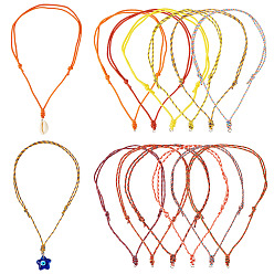 Mixed Color 12Pcs 12 Colors Polyester & Spandex Cord Necklace Making, with 304 Stainless Steel Jump Rings, Stainless Steel Color, Mixed Color, 15.75 inch(40cm), 1pc/color