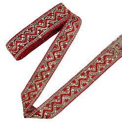 Красный Этническая полиэфирная лента, с блестками, красные, 2 дюйм (50 мм), около 10.00 ярдов (9.14 м) / рулон