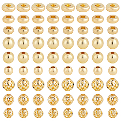 Golden 180Pcs 9 Styles Brass Beads, Long-Lasting Plated, Rondelle, Golden, 4~6x2~5mm, Hole: 1.5~1.6mm, 20pcs/style