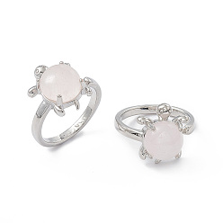 Розовый Кварц Открытый браслет-манжета с черепахой из натурального розового кварца, платиновые латунные украшения для женщин, внутренний диаметр: 16.2 мм