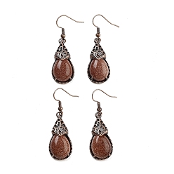 Камень с Пылевым Золотом Серьги с подвесками из синтетического золота, женские латунные серьги с красной медью, 48x15 мм