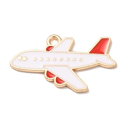 Airplane Alloy Enamel Pendants, Light Gold, Airplane Charms, 17.5x30x1.5mm, Hole: 1.8mm