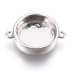 Платина Латунные коннекторы, кабошон параметры соединителя, чашки безель с краями, плоско-круглые, платина, лоток : 12 мм, 19x14.5x3.5 мм, отверстие : 1.2 мм