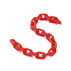 Красный Непрозрачные акриловые кабельные цепи ручной работы, красные, 15x9x3 мм, 39.37 дюйм (1 м) / прядь