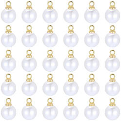 Белый 100шт. подвески из АБС-пластика с жемчугом, круглые, с петлей из сплава, белые, 11x8 мм, отверстие : 1.6 мм