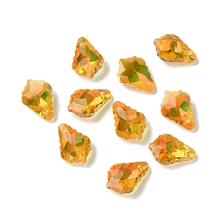 Золотистый AB цвет гальваническим Гальваническим стеклянные подвески, граненые, лист, золотые, 16x11x6 мм, отверстие : 1 мм