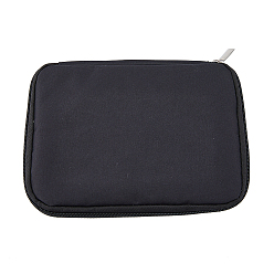 Black Nylon Watch Bands Storage Bag, Watch Band Carrying Case, Watch & USB Cable Organizer, with Zipper, Rectangle, Black, 225x170x20mm