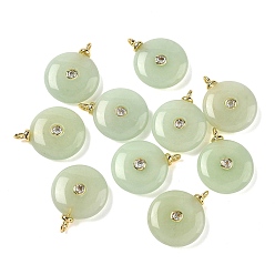 Белый Нефрит Крашеные натуральный белый нефрит подвески, плоские круглые подвески с латунной микрофиброй и фианитами, долговечный, стойки покрытие, реальный 18 k позолоченный, без кадмия и без свинца, темно-зеленый, 23x18x5.5~6.5 мм, отверстие : 2.5 мм