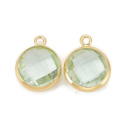Прозрачный Стеклянные прелести, с настоящей 18k позолотой, фурнитура из латуни без кадмия, никеля и свинца, долговечный, плоские круглые граненые, прозрачные, 13.5x11x5 мм, отверстие : 1.4 мм