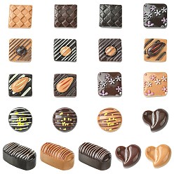 (52) Непрозрачная лаванда 42 шт 21 цвета смоляных кабошонов, имитация шоколада, разнообразные, разноцветные, 19~25.5x14.5~23.5x10.5~12 мм, 2 шт / цвет