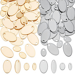 (52) Непрозрачная лаванда 96шт 4 стили 304 подвески из нержавеющей стали, штамповка пустой метки, овальные, разноцветные, 7~12.5x5~7.5x0.9~1 мм, отверстие : 1~1.5 мм, 24 шт / стиль