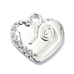 Platinum Alloy Pendants, Heart, Platinum, 17x17.5x2mm, Hole: 2mm