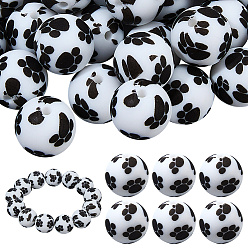 Черный 60шт. круглые силиконовые бусины пищевого качества, чёрные, 15 мм