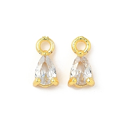 Золотой Латунные микро проложить кубического циркония подвески, слезинки, стойки покрытие, долговечный, золотые, 10x5x3.8 мм, отверстие : 1.8 мм