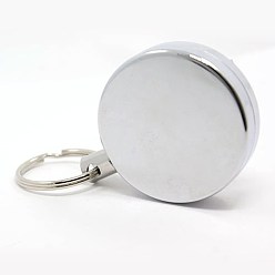 Silver Alloy Retractable Badge Reel, Card Holders, with Iron Rings, Silver, 71x40.5x17mm