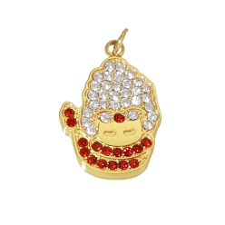 Santa Claus 304 подвески из нержавеющей стали Rhinstone, золотые, с целью перехода в кольце, Дед Мороз, 18x12x2 мм, отверстие : 2 мм