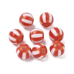 Красный Непрозрачные акриловые бусины, круглый с полосой, красные, 11.5 мм, отверстие : 3 мм, 555 шт / 500 г