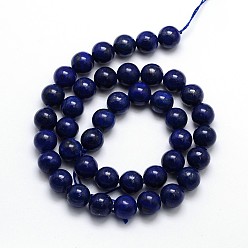 Lapis Lazuli Dyed Natural Lapis Lazuli Round Beads Strands, Grade A, 12mm, Hole: 1mm, about 33pcs/strand, 15.5 inch