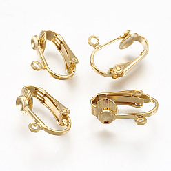 Golden Brass Clip-on Earring Findings, Golden, 17x14x4mm, Hole: 1.5mm