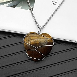 Tiger Eye Natural Tiger Eye Pendant Necklaces, 19.69 inch(50cm)