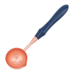 Rose Gold Brass Handle Wax Sealing Stamp Melting Spoon, with  Wooden Handle, for Wax Seal Stamp Melting Spoon Wedding Invitations Making, Rose Gold, 113x30x16mm