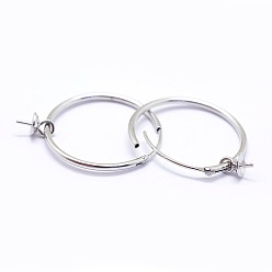 Mixed Color 925 Sterling Silver Hoop Earring Findings, Mixed Color, 25x20x1.2mm, Tray: 4mm, Pin: 0.6mm