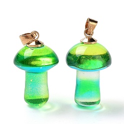 Желто-Зеленый Подвески lampwork, грибные прелести, золотые, желто-зеленый, 25x15 мм