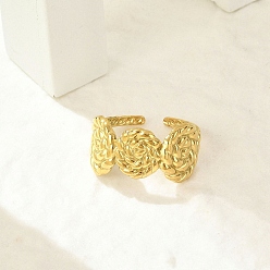 Золотой 304 из нержавеющей стали Манжета кольца для женщин, скручивать плоские круглые открытые кольца, золотые, 12 мм, внутренний диаметр: регулируемый