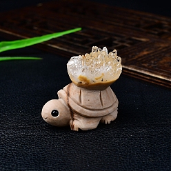 Бланшированный Миндаль Природный кристалл кварц кластер скульптура дисплей украшения, для домашнего офисного стола, черепаха, бланшированный миндаль, 45x28~30x38~40 мм